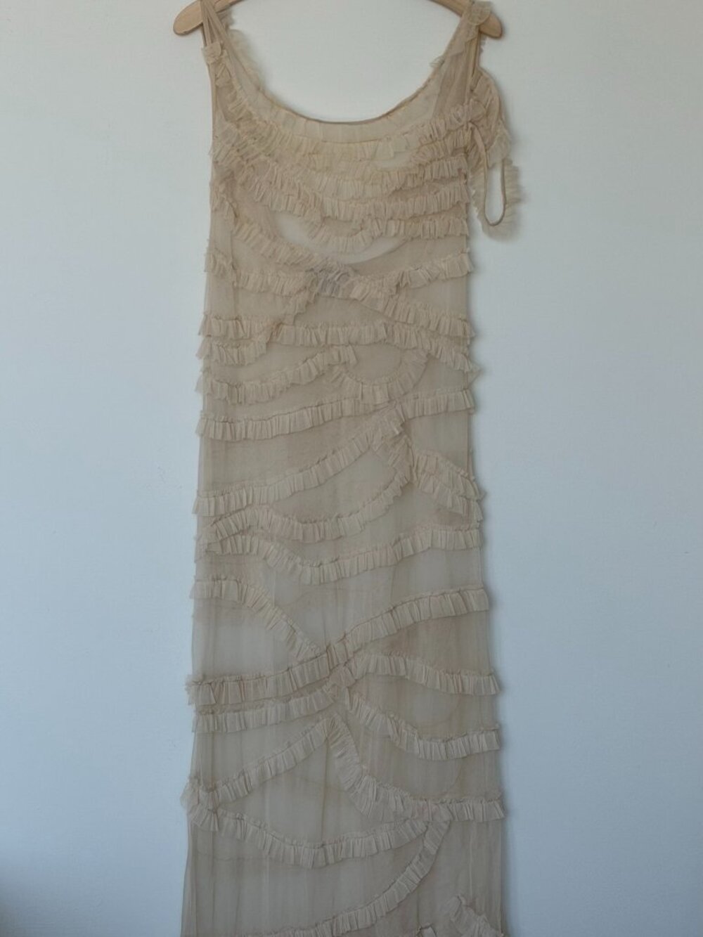 Urban Outfitters Beige Tan Asymmetrical Ruched Gown